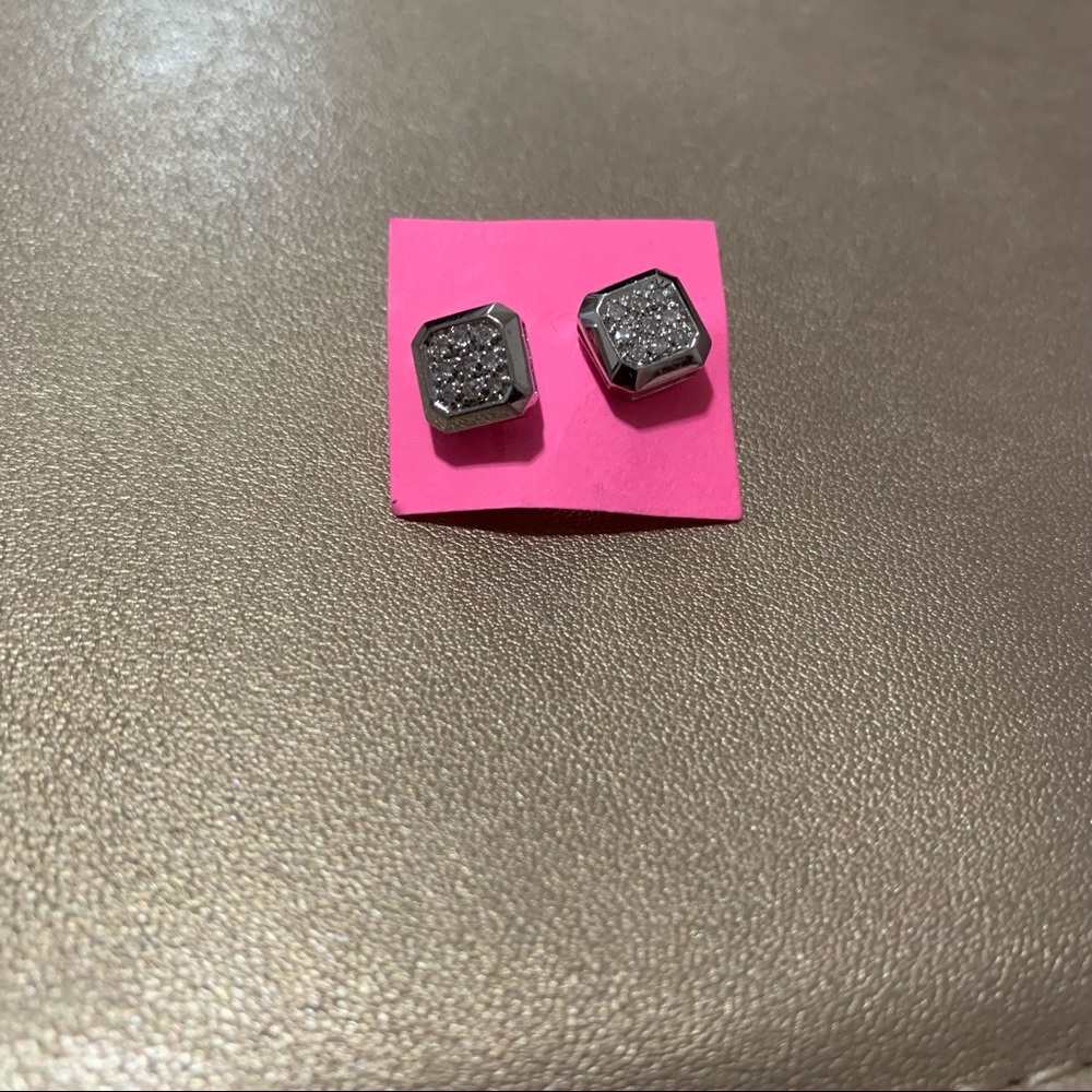 Silver square earrings